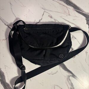 Lululemon Black Crossbody Sling Bag – “Dance Your Asana Off” Lining